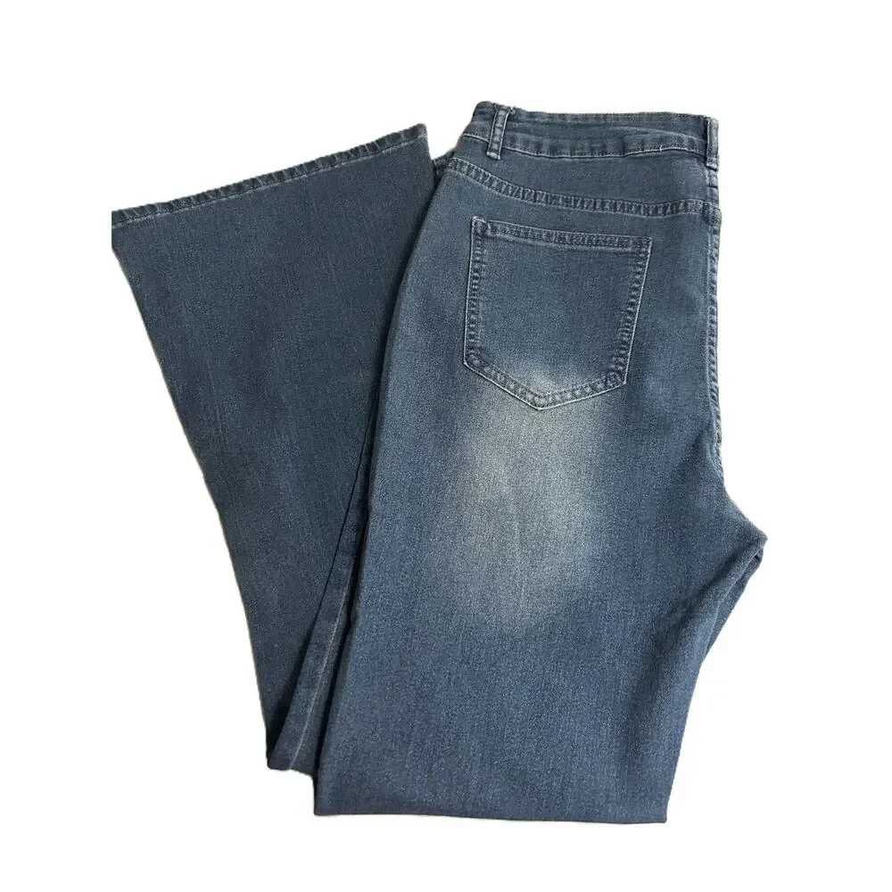 NWOT Nameless Sample Bell Bottom Flare High Rise Soft Denim Blue Jeans-Small - Picture 2 of 10